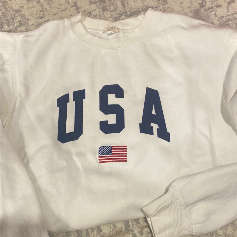 White USA Sweatshirt with Flag